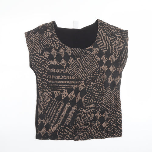 VILA Womens Black Geometric Viscose Basic Blouse Size S Boat Neck