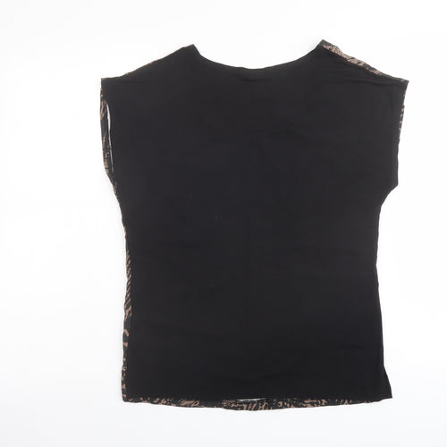 VILA Womens Black Geometric Viscose Basic Blouse Size S Boat Neck