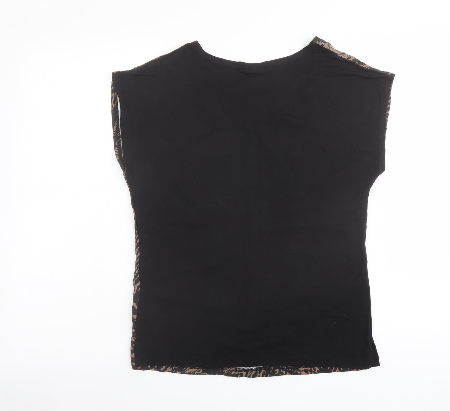 VILA Womens Black Geometric Viscose Basic Blouse Size S Boat Neck