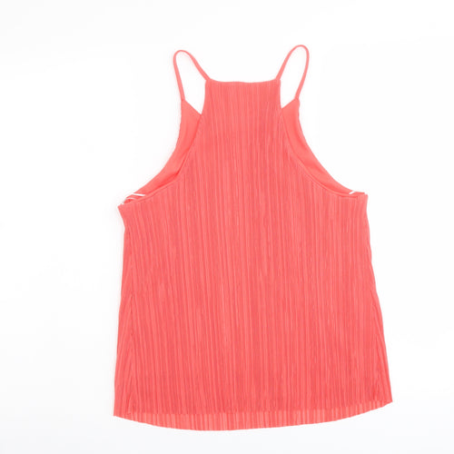 New Look Womens Orange Polyester Basic Tank Size 8 Scoop Neck - Plisse
