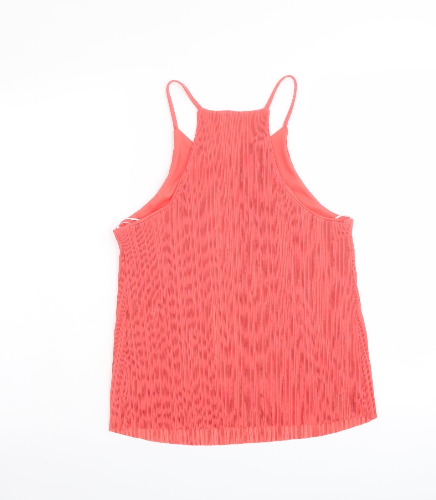 New Look Womens Orange Polyester Basic Tank Size 8 Scoop Neck - Plisse