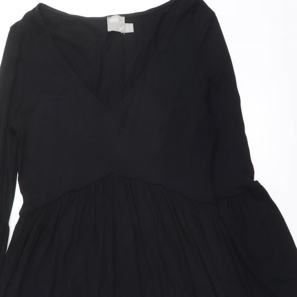ASOS Womens Black Viscose A-Line Size 10 Round Neck Pullover
