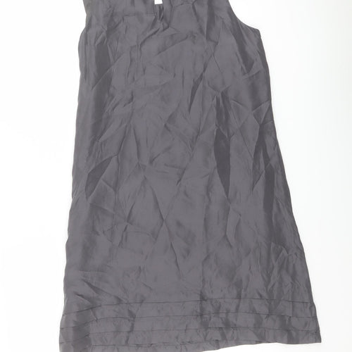 Kaliko Womens Grey Silk A-Line Size 10 Round Neck Zip