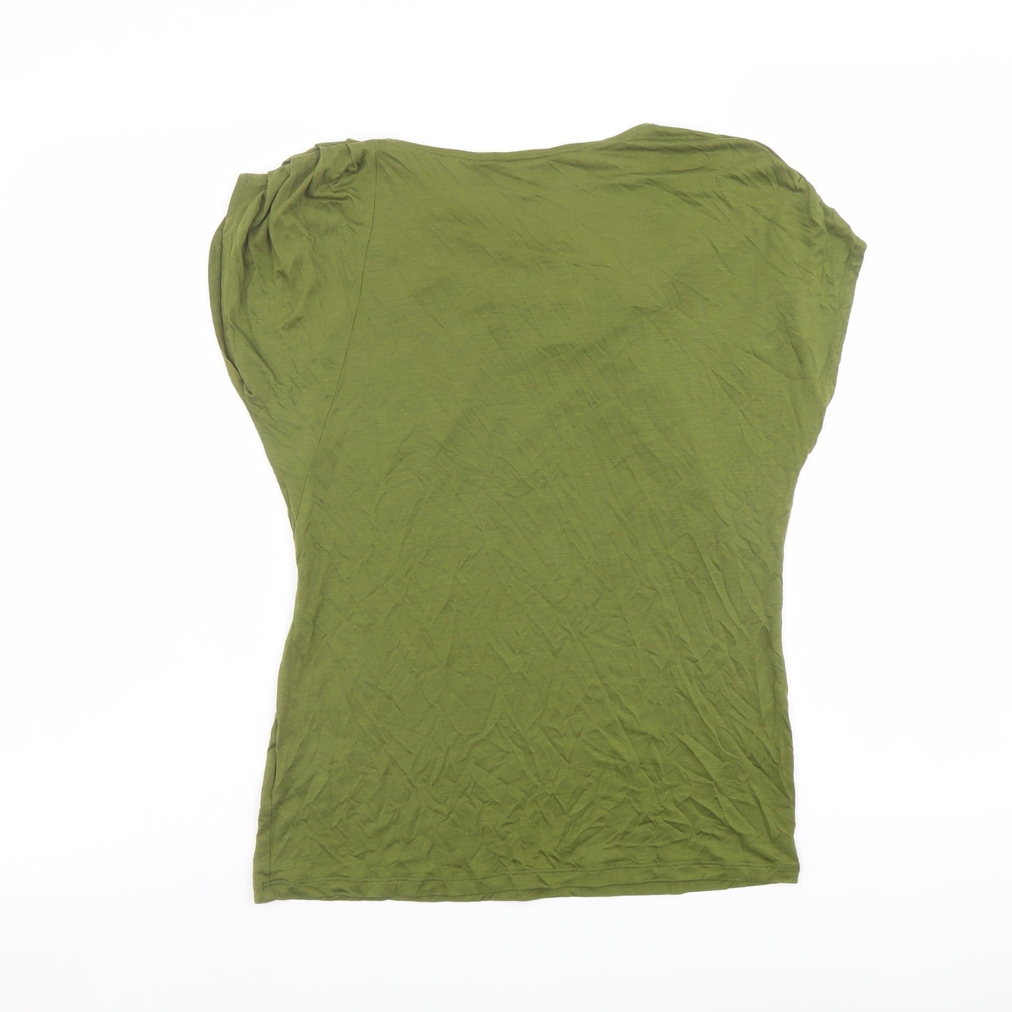 Ted Baker Womens Green Lyocell Basic T-Shirt Size 10 V-Neck - Ruched Detail