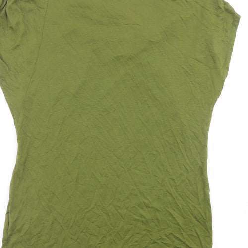 Ted Baker Womens Green Lyocell Basic T-Shirt Size 10 V-Neck - Ruched Detail