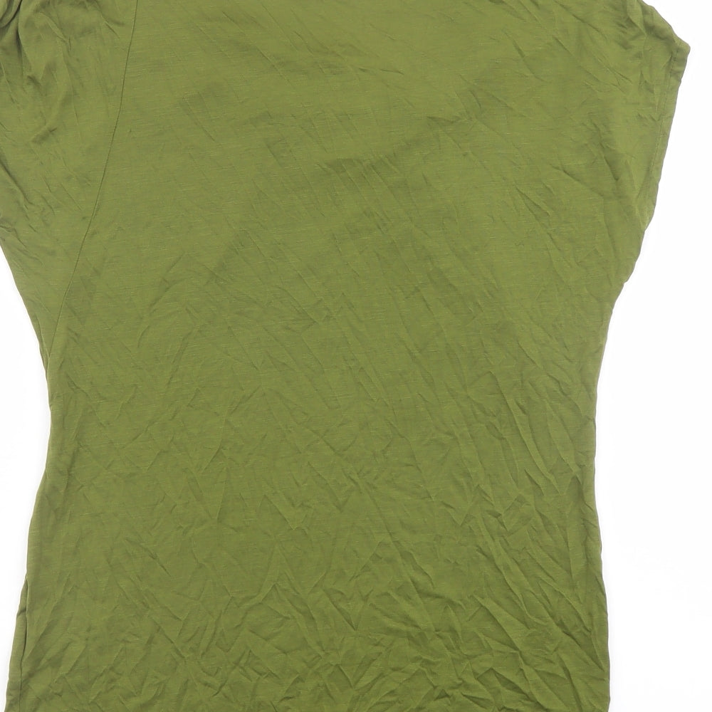 Ted Baker Womens Green Lyocell Basic T-Shirt Size 10 V-Neck - Ruched Detail