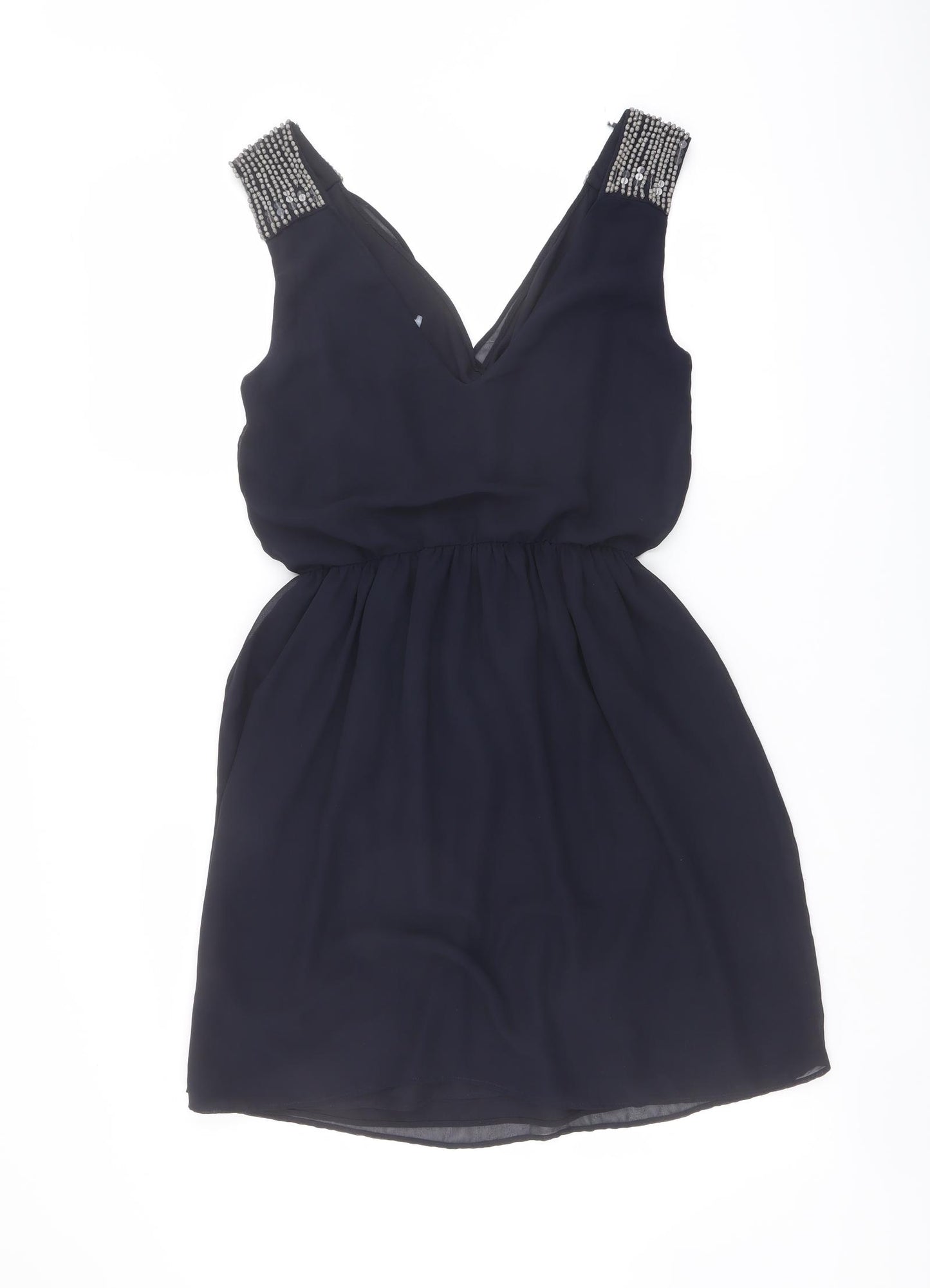 Zara Womens Blue Polyester A-Line Size M V-Neck Pullover