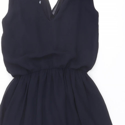 Zara Womens Blue Polyester A-Line Size M V-Neck Pullover
