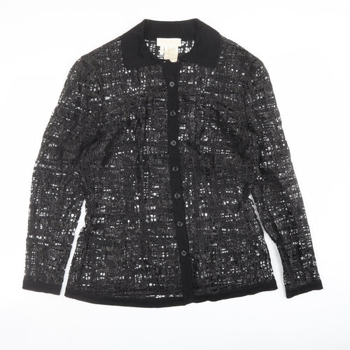 ESCADA Womens Black Viscose Basic Button-Up Size 12 Collared