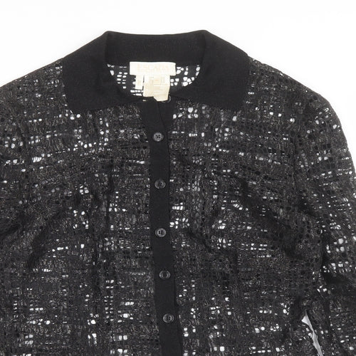 ESCADA Womens Black Viscose Basic Button-Up Size 12 Collared