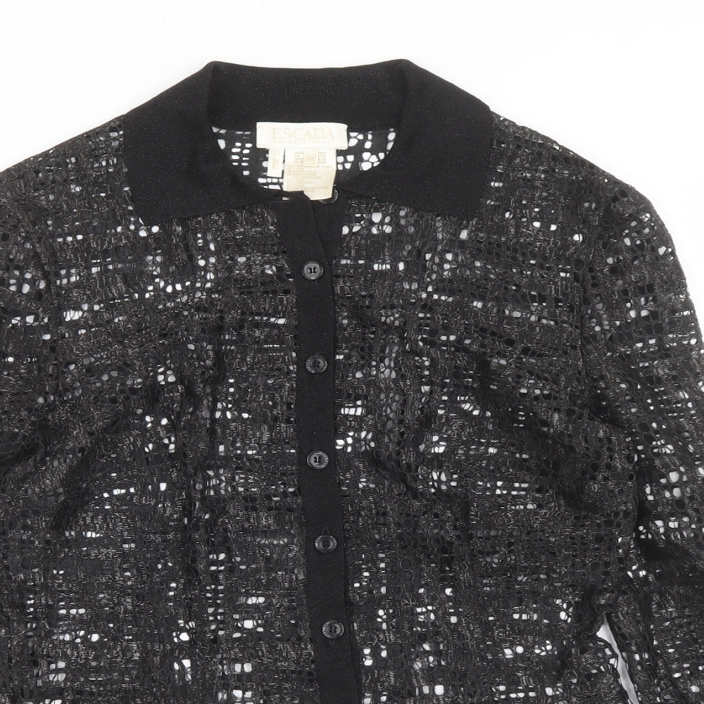 ESCADA Womens Black Viscose Basic Button-Up Size 12 Collared