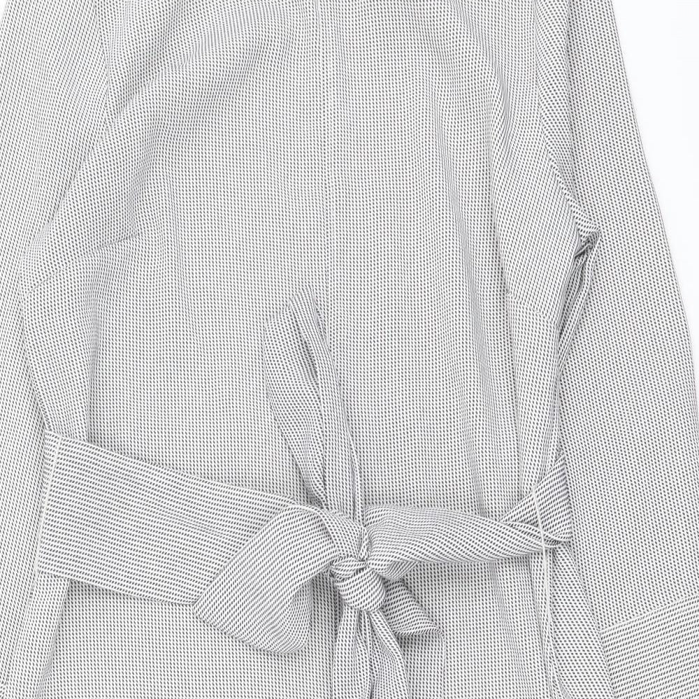 H&M Womens Grey Geometric Polyester A-Line Size S Round Neck Pullover