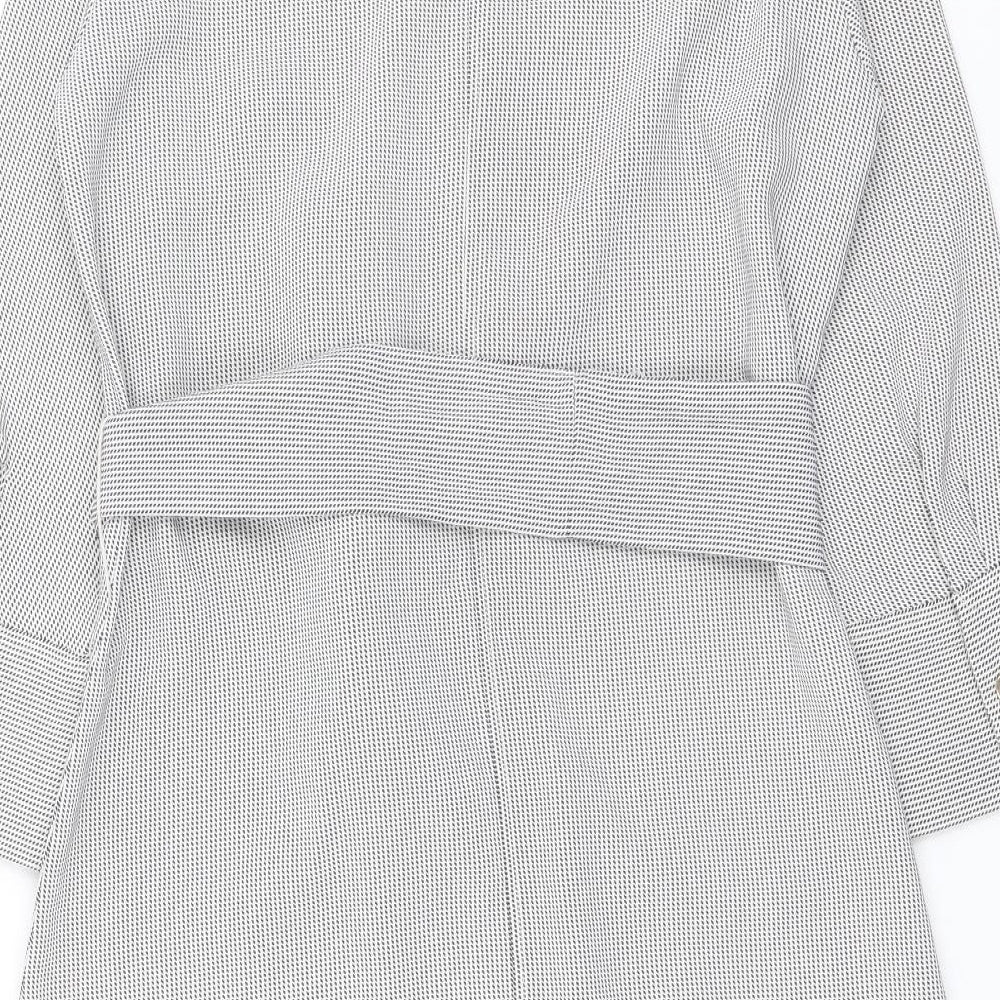 H&M Womens Grey Geometric Polyester A-Line Size S Round Neck Pullover