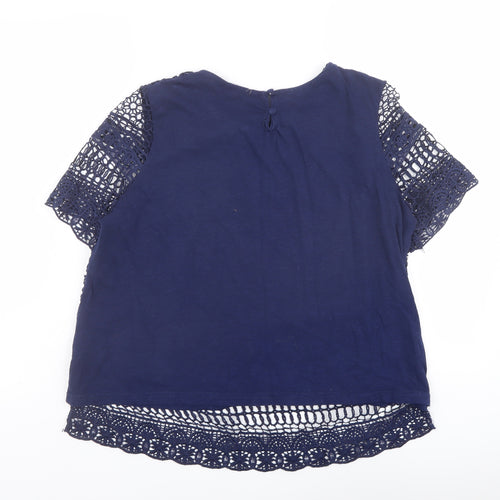 Intuition Womens Blue Viscose Basic Blouse Size 12 Boat Neck
