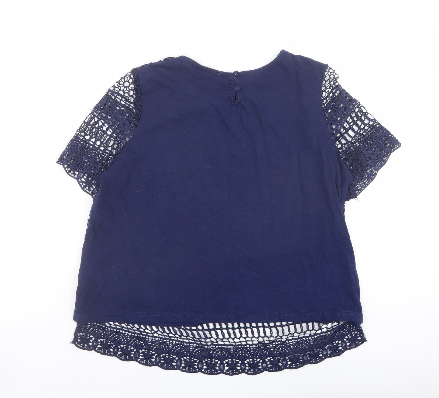 Intuition Womens Blue Viscose Basic Blouse Size 12 Boat Neck