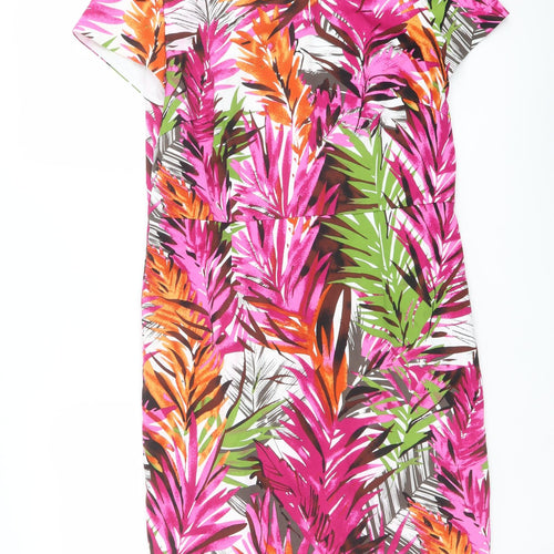 Savoir Womens Multicoloured Geometric Cotton Shift Size 12 Round Neck Zip