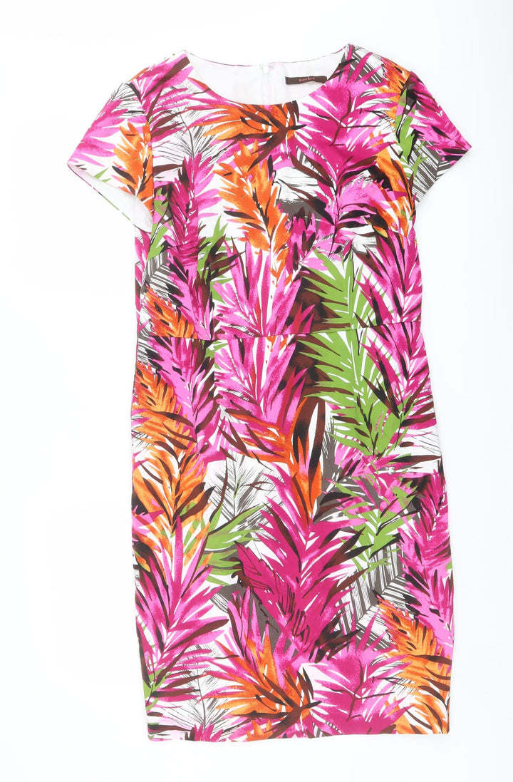 Savoir Womens Multicoloured Geometric Cotton Shift Size 12 Round Neck Zip