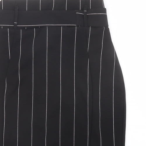 PRETTYLITTLETHING Womens Black Striped Polyester Bandage Skirt Size 14