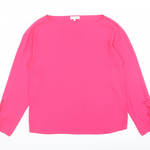Warehouse Womens Pink Polyester Basic Blouse Size 8 Boat Neck