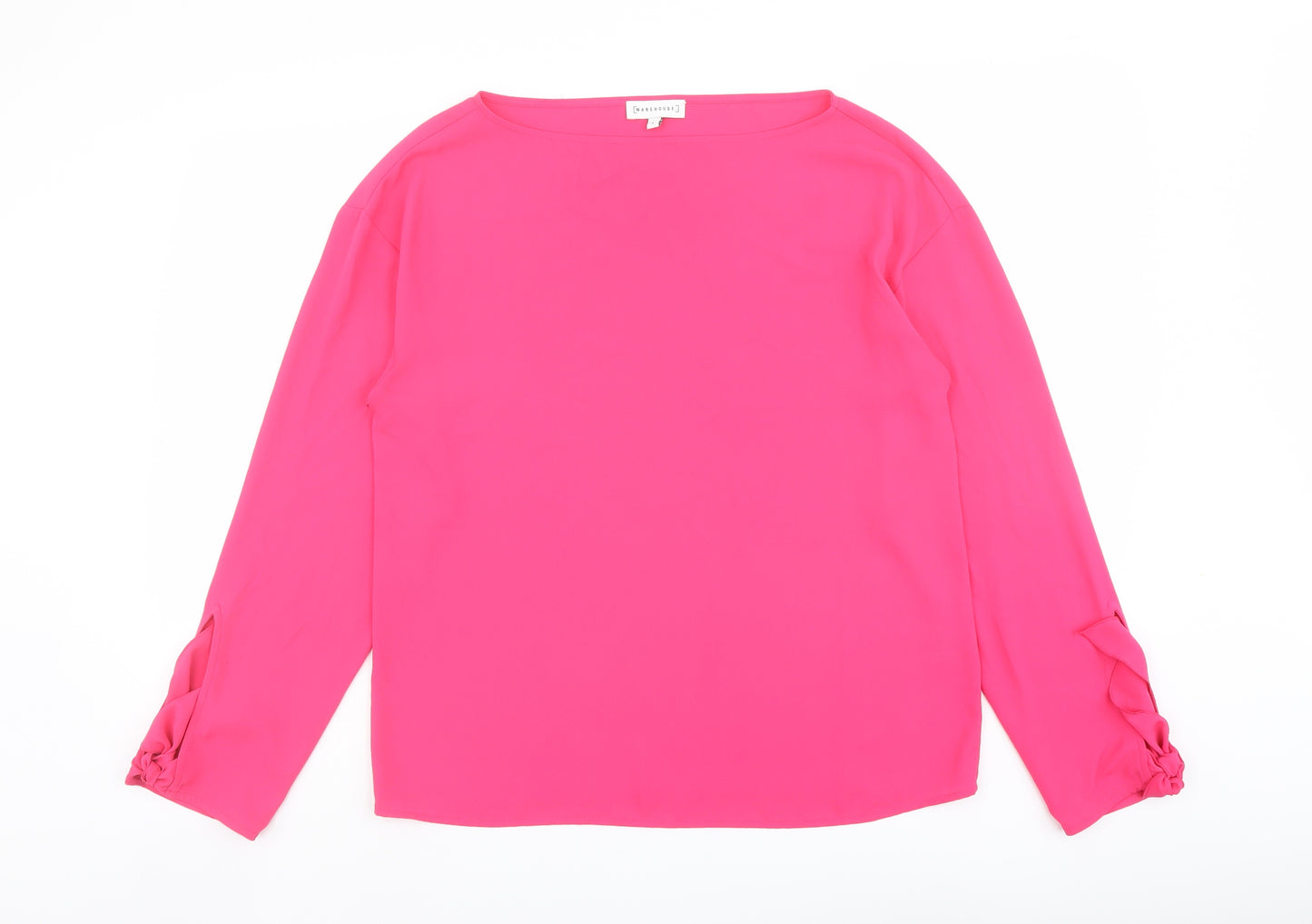 Warehouse Womens Pink Polyester Basic Blouse Size 8 Boat Neck