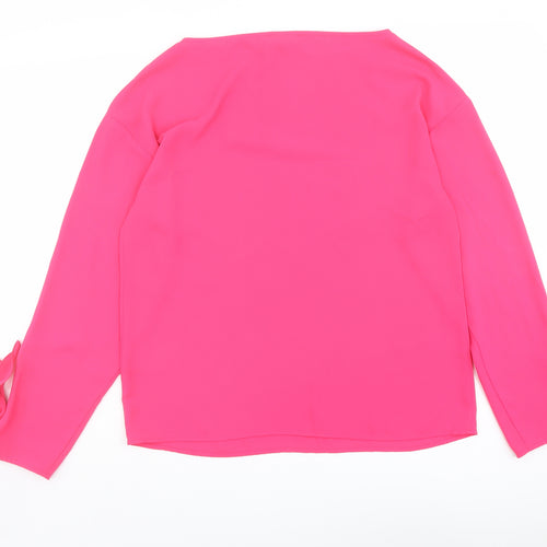 Warehouse Womens Pink Polyester Basic Blouse Size 8 Boat Neck