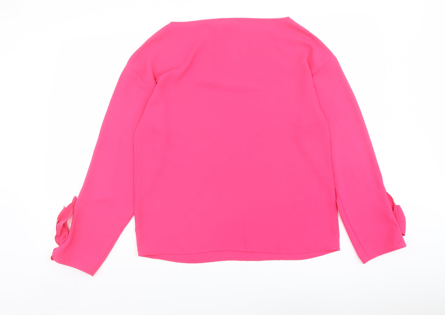 Warehouse Womens Pink Polyester Basic Blouse Size 8 Boat Neck