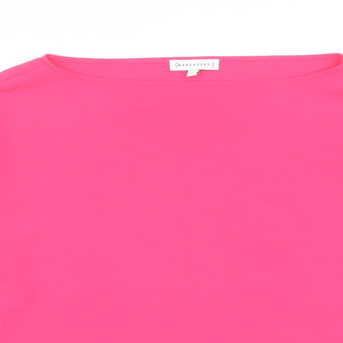 Warehouse Womens Pink Polyester Basic Blouse Size 8 Boat Neck