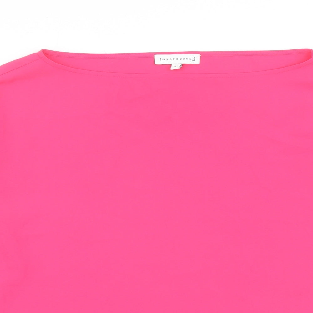 Warehouse Womens Pink Polyester Basic Blouse Size 8 Boat Neck