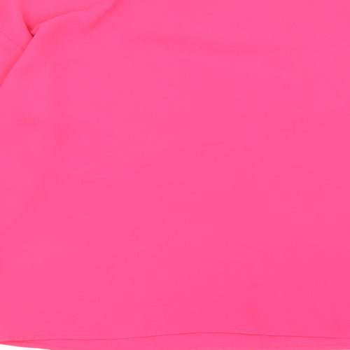 Warehouse Womens Pink Polyester Basic Blouse Size 8 Boat Neck