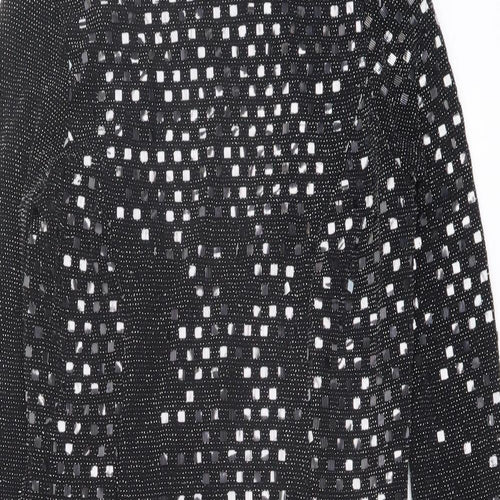 River Island Womens Black Geometric Nylon Shift Size 10 Mock Neck Button - Open Back