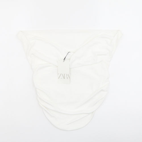 Zara Womens Ivory Polyester Basic Blouse Size M Square Neck - Strapless