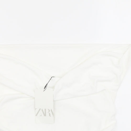 Zara Womens Ivory Polyester Basic Blouse Size M Square Neck - Strapless