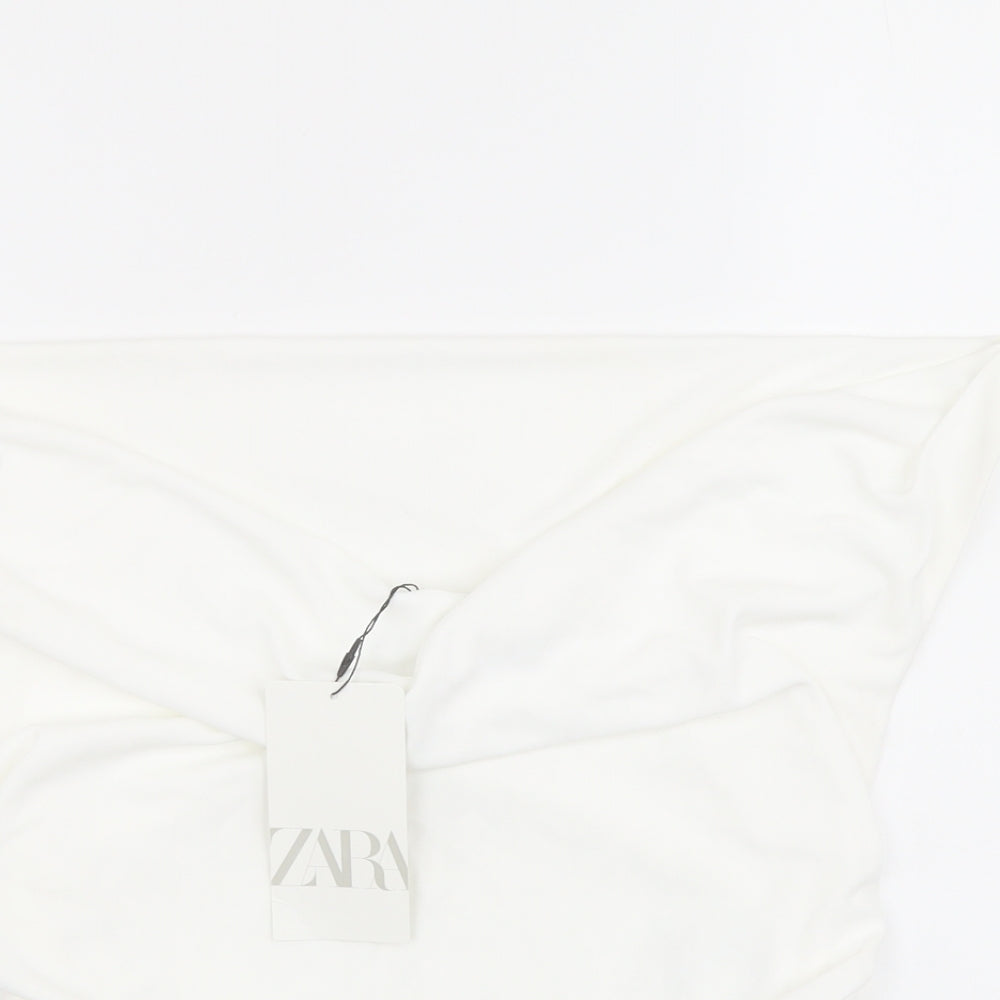 Zara Womens Ivory Polyester Basic Blouse Size M Square Neck - Strapless