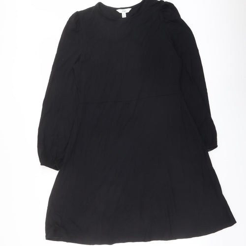 Marks and Spencer Womens Black Viscose A-Line Size 12 Round Neck Pullover
