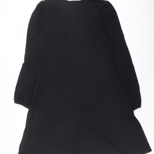 Marks and Spencer Womens Black Viscose A-Line Size 12 Round Neck Pullover