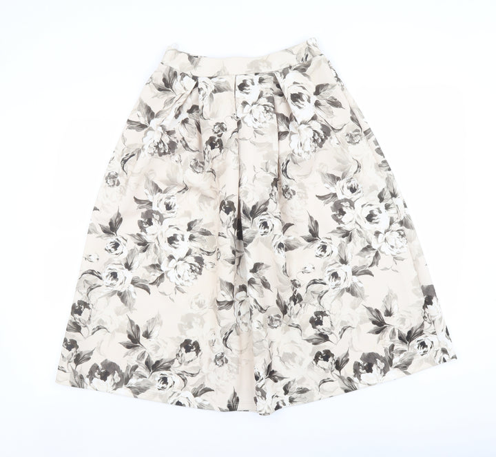 Miss Selfridge Womens Beige Floral Polyester A-Line Skirt Size 6