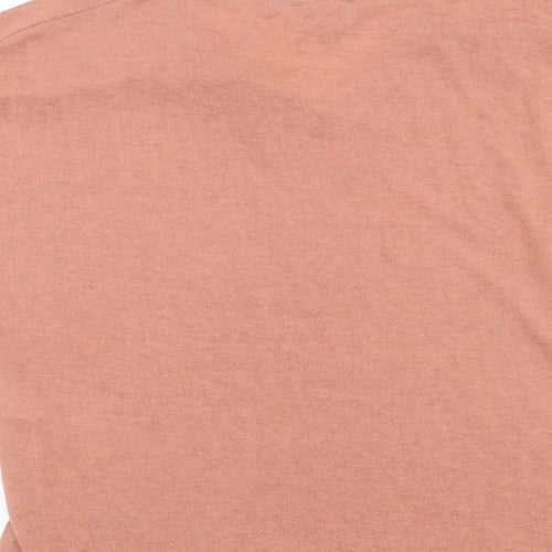 New Look Womens Orange Polyester Basic T-Shirt Size M V-Neck