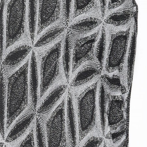 Roman Womens Black Geometric Nylon Shift Size 14 Boat Neck Pullover