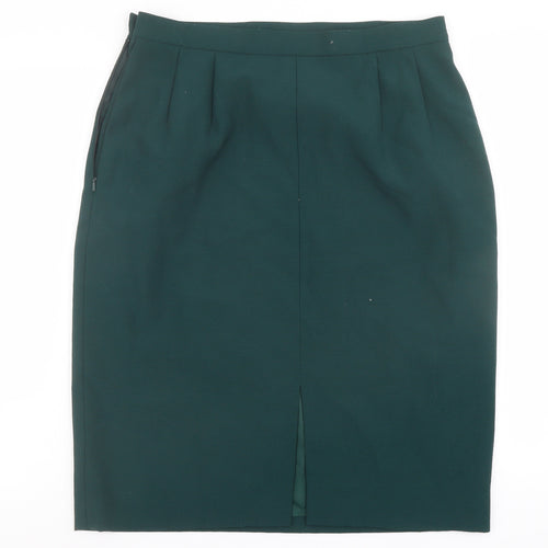 Country Casuals Womens Green Polyester Bandage Skirt Size 16 Zip