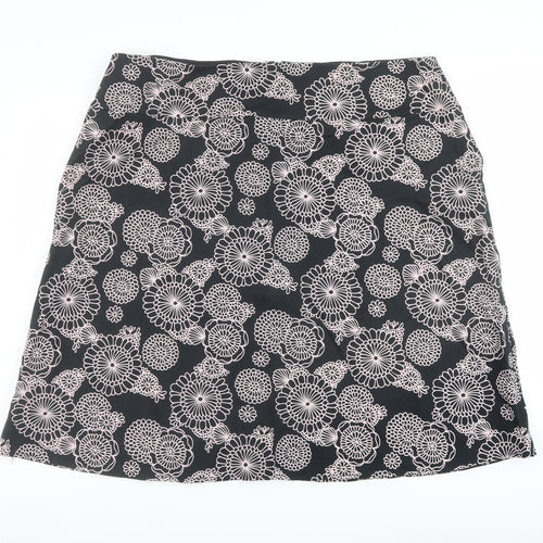 Casual Club Womens Black Geometric Cotton A-Line Skirt Size 20 Zip