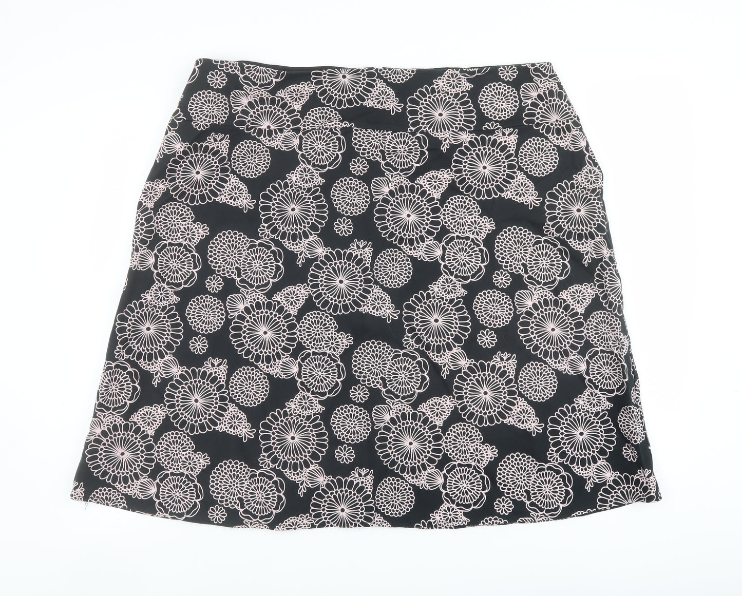 Casual Club Womens Black Geometric Cotton A-Line Skirt Size 20 Zip