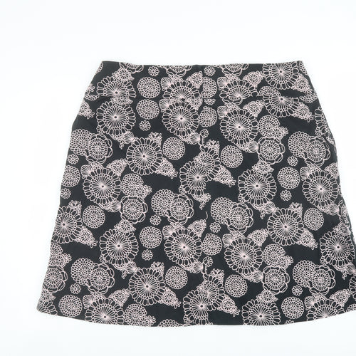 Casual Club Womens Black Geometric Cotton A-Line Skirt Size 20 Zip