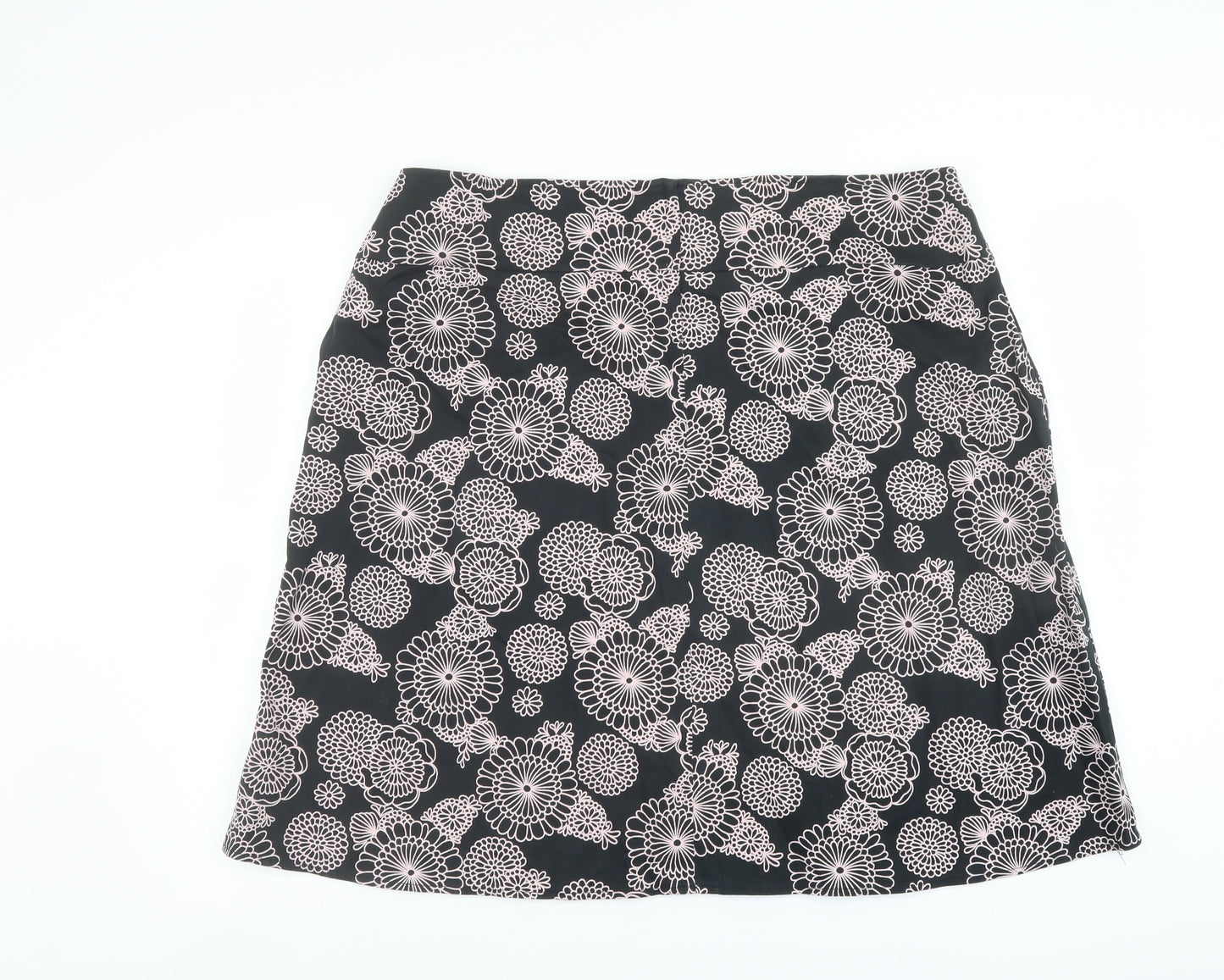 Casual Club Womens Black Geometric Cotton A-Line Skirt Size 20 Zip