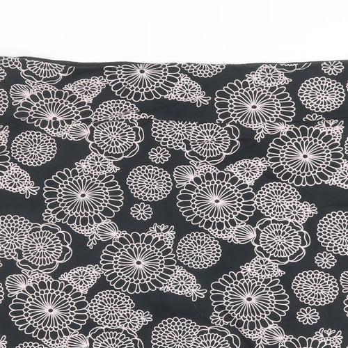 Casual Club Womens Black Geometric Cotton A-Line Skirt Size 20 Zip