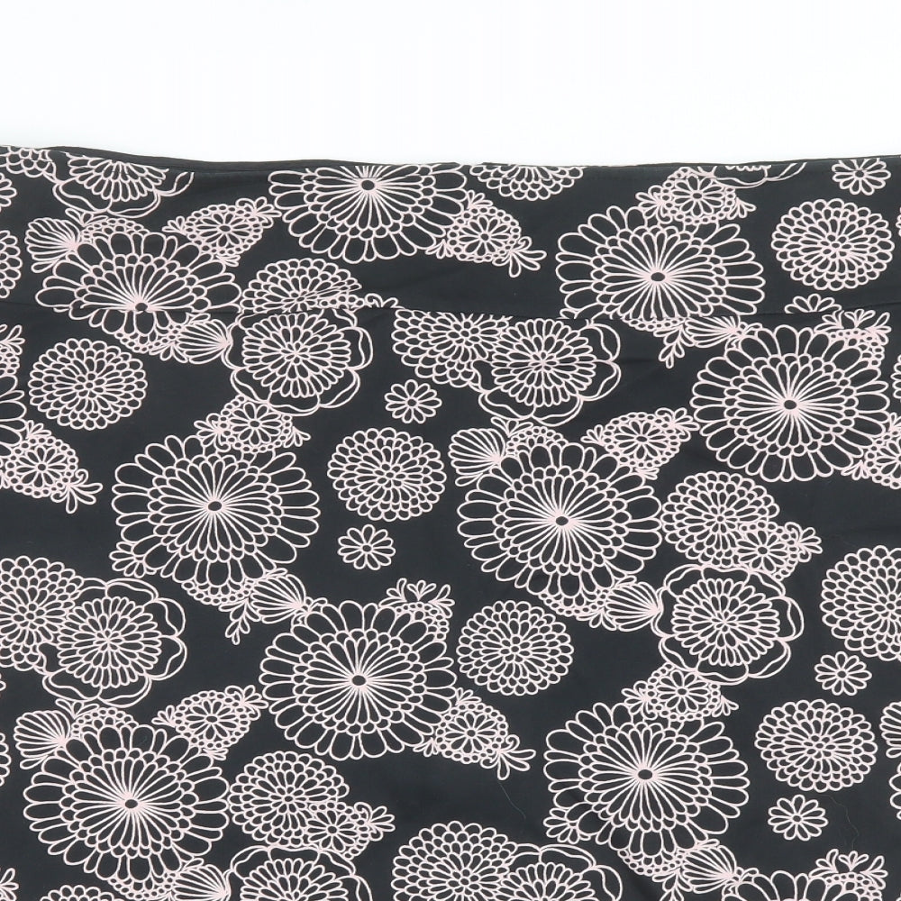 Casual Club Womens Black Geometric Cotton A-Line Skirt Size 20 Zip