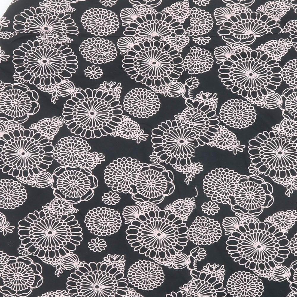 Casual Club Womens Black Geometric Cotton A-Line Skirt Size 20 Zip