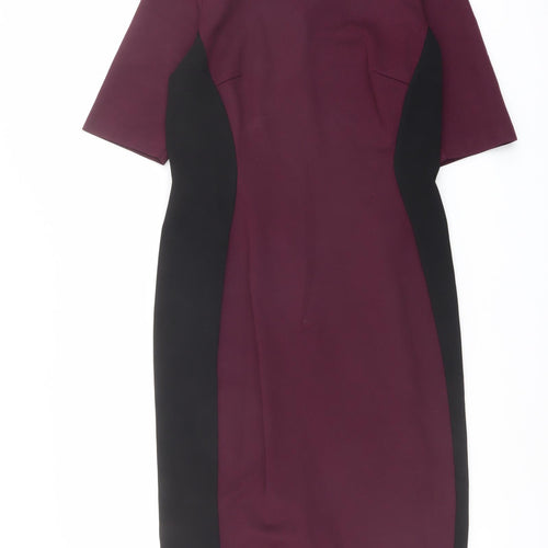 NEXT Womens Purple Viscose Pencil Dress Size 12 Boat Neck Zip