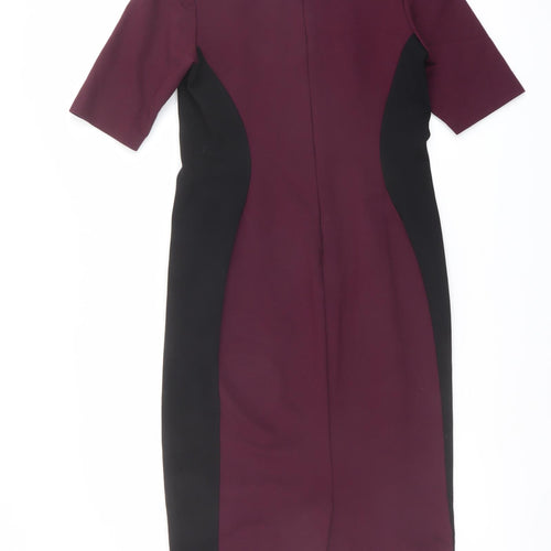 NEXT Womens Purple Viscose Pencil Dress Size 12 Boat Neck Zip