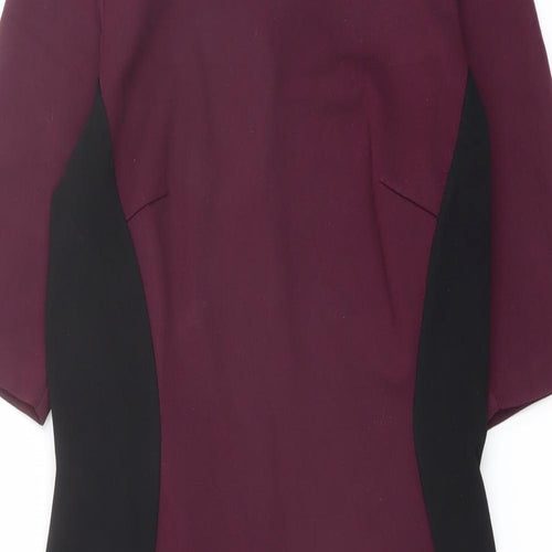 NEXT Womens Purple Viscose Pencil Dress Size 12 Boat Neck Zip