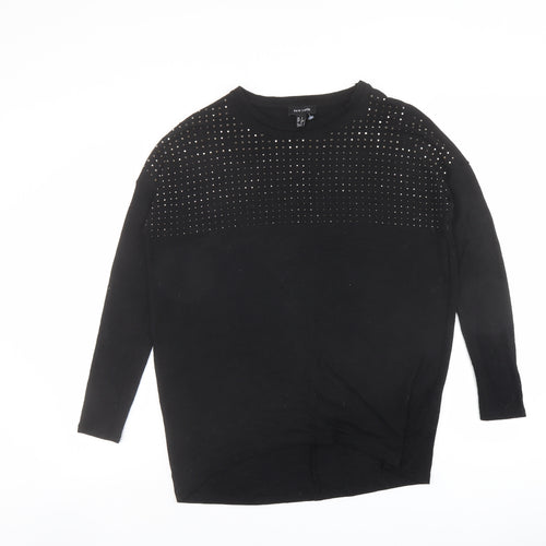 New Look Womens Black Round Neck Polyester Pullover Jumper Size S